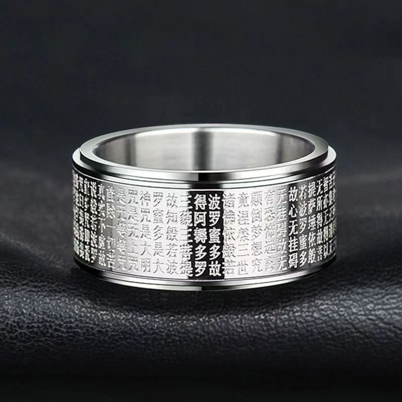 守护神十二生肖真言心经戒指男戒指女转动可转动霸气雕刻