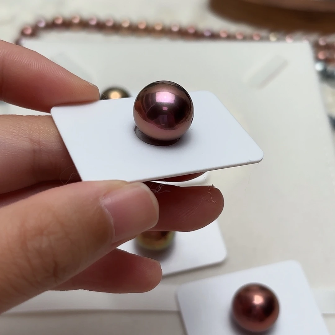 淡水珍珠银S925镶嵌吊坠(不含链)15.4正圆拉菲酒红，7天内发货