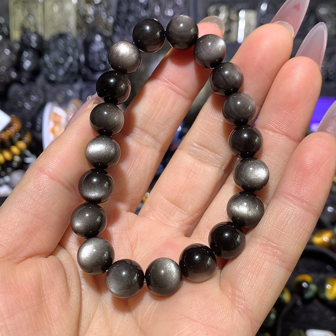 幸***满黑曜岩未镶嵌手链手串
