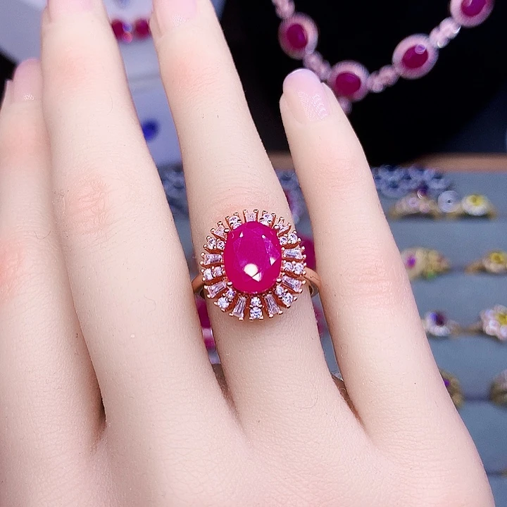 银S925镶嵌戒指红宝石