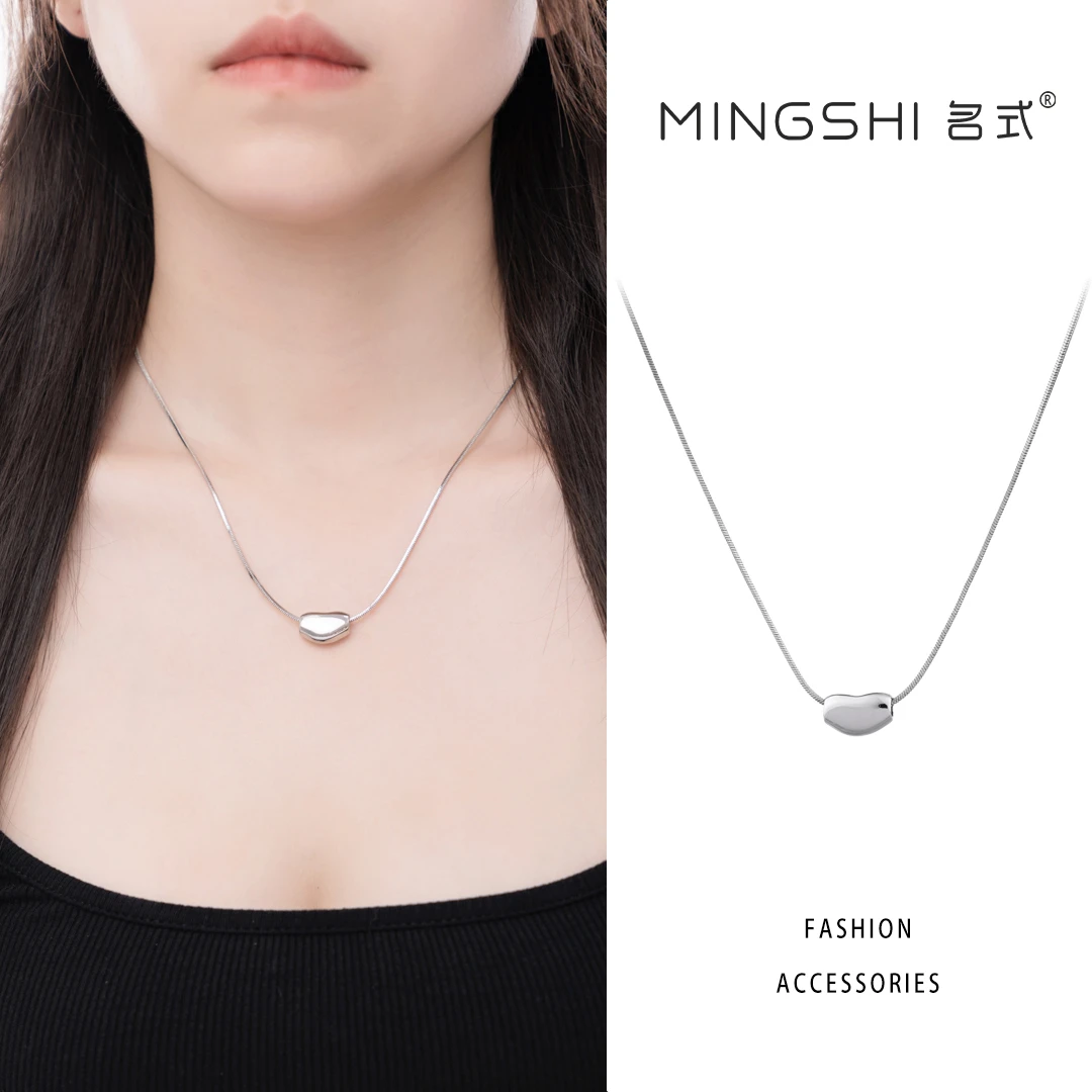 名式 铜合金项链 ins小众日常简约百搭气质银色豆豆项链QJD962