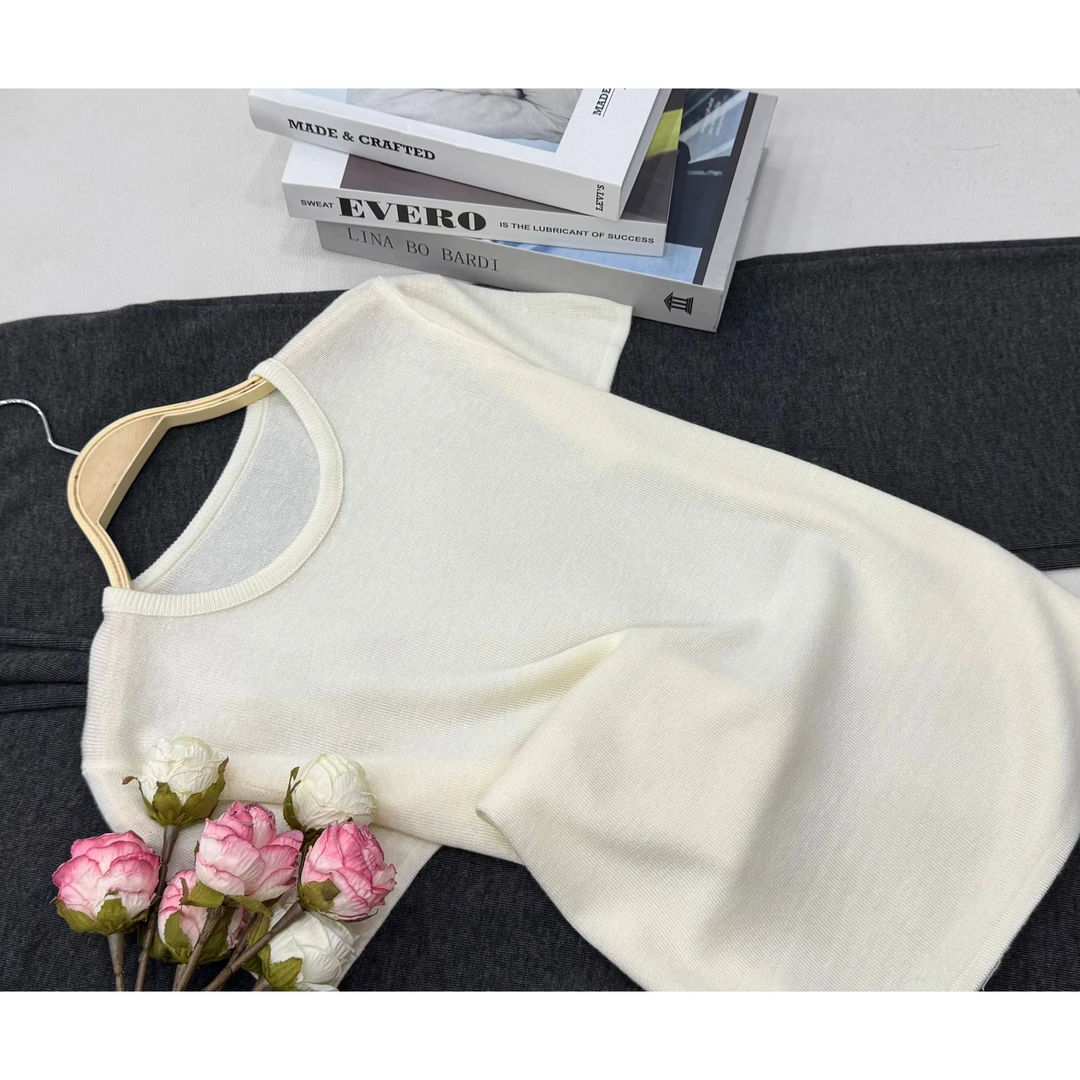 【杏色净版】夏季新款时尚套头短袖针织衫QC2523