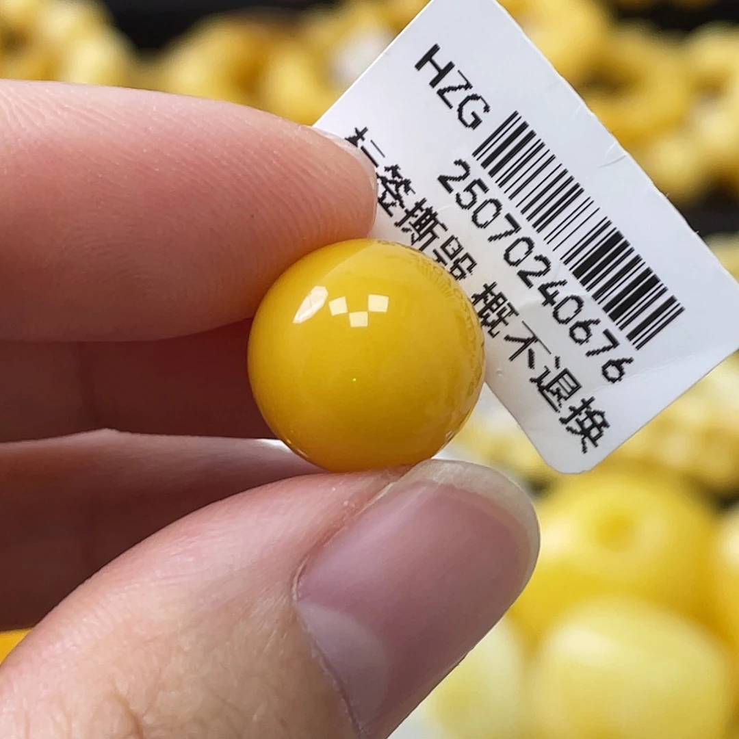 蜜蜡未镶嵌珠宝奇石✨**財12.8mm浓蜡鸡油黄