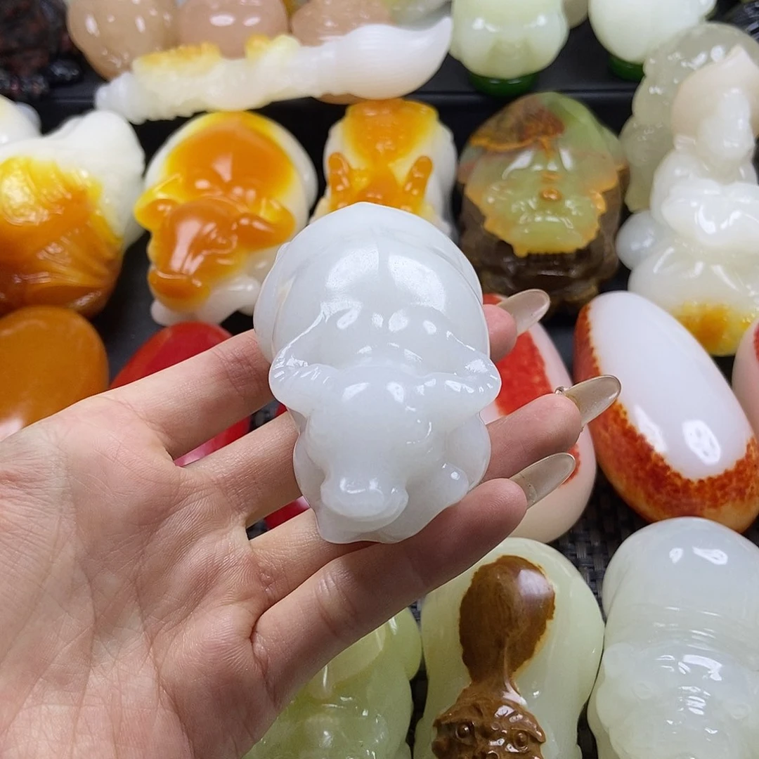 无花朵原石雕刻把件