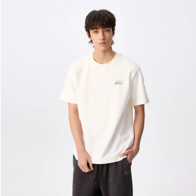 NPC潮牌字母logo印花双面【碳素】磨毛暖皮短袖T男圆领NP4CTE13