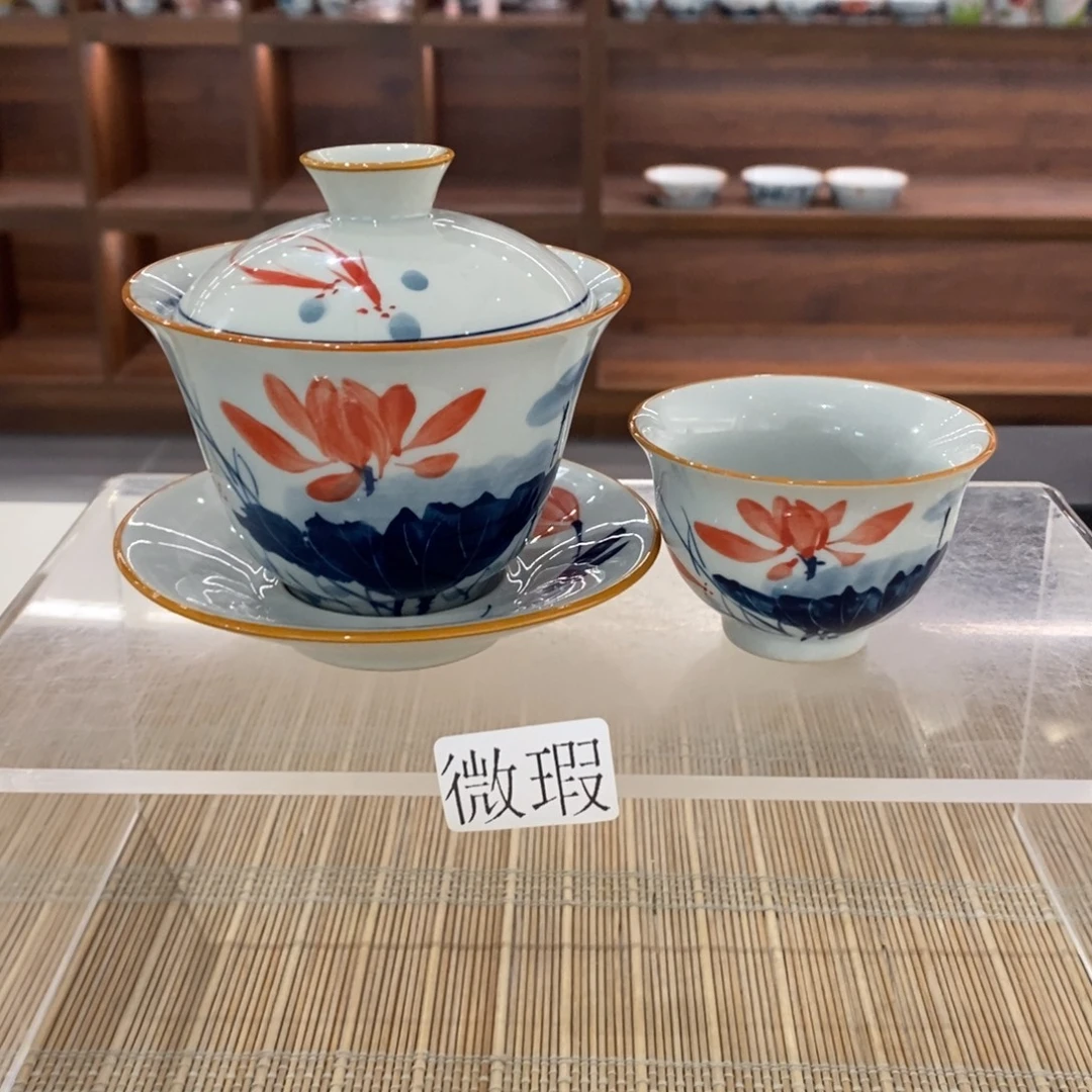 釉下彩老陶泥手工绘制