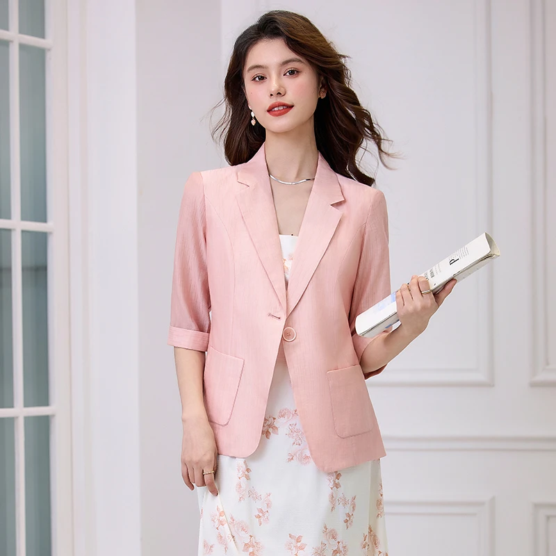 气质西装套装洋气小个子名媛女神范时尚七分袖显瘦西服工作服9138