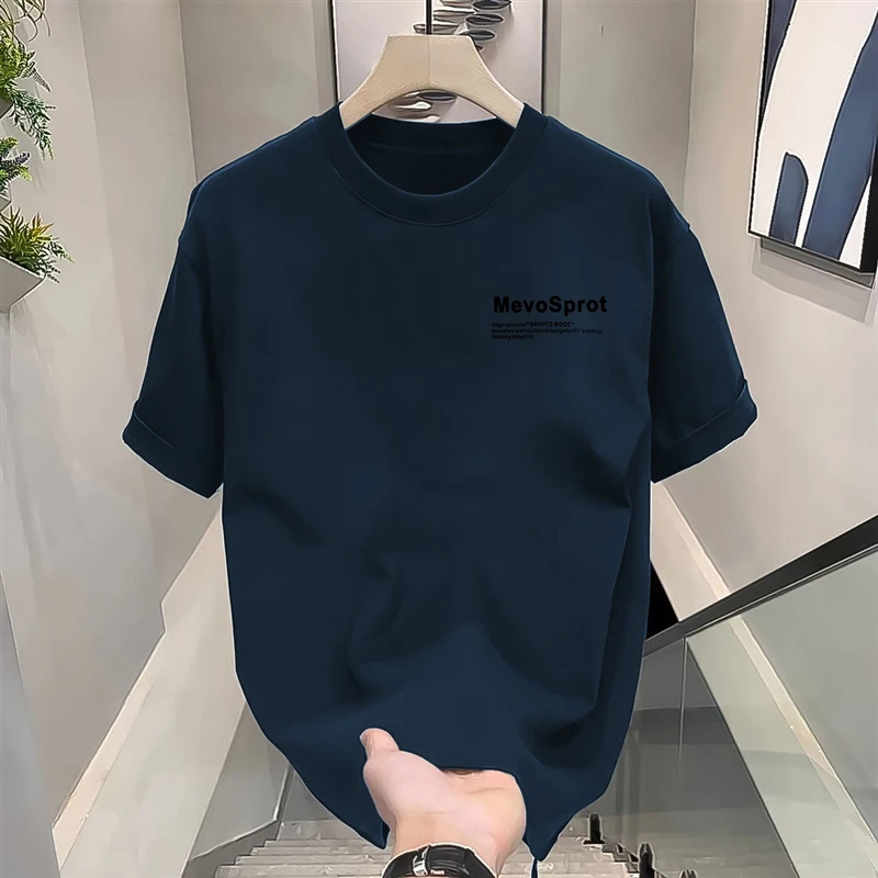 260g重磅纯棉短袖t恤男夏季全棉半袖美式圆领体恤潮流印花上衣服