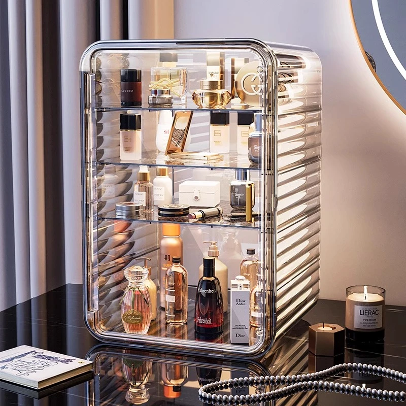 西邮哥【新疆包邮】化妆品收纳盒梳妆台防尘护肤品香水展示柜置物架