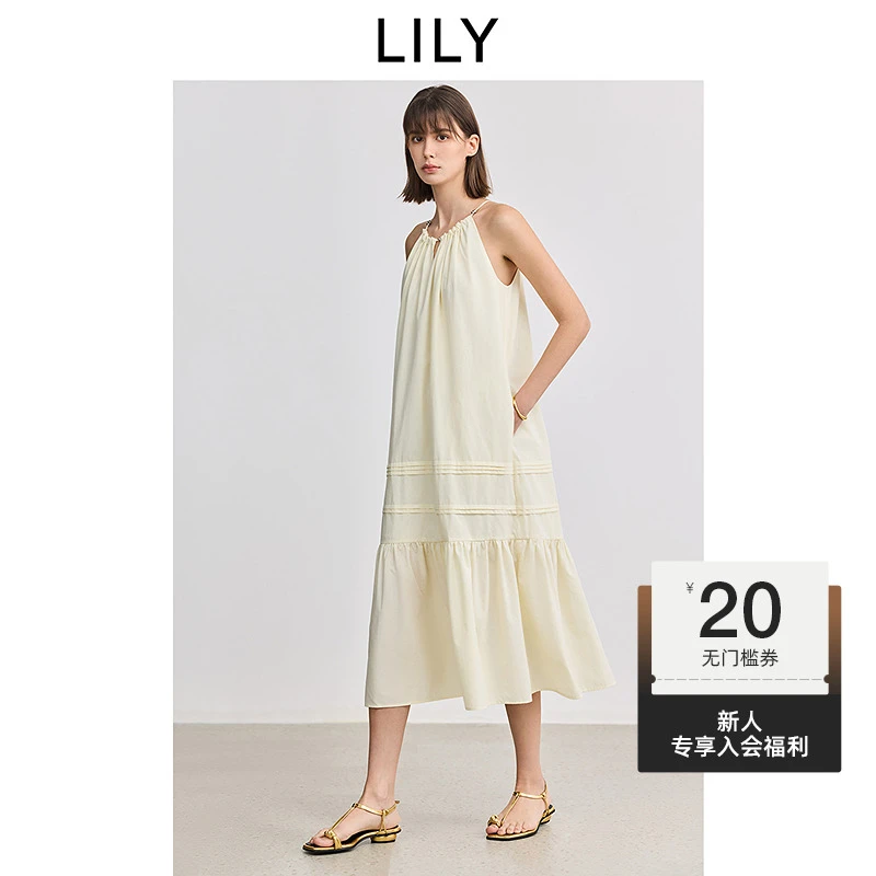 【波西米亚风】LILY2025春季新款宽松挂脖连衣裙蛋糕裙125159C7950