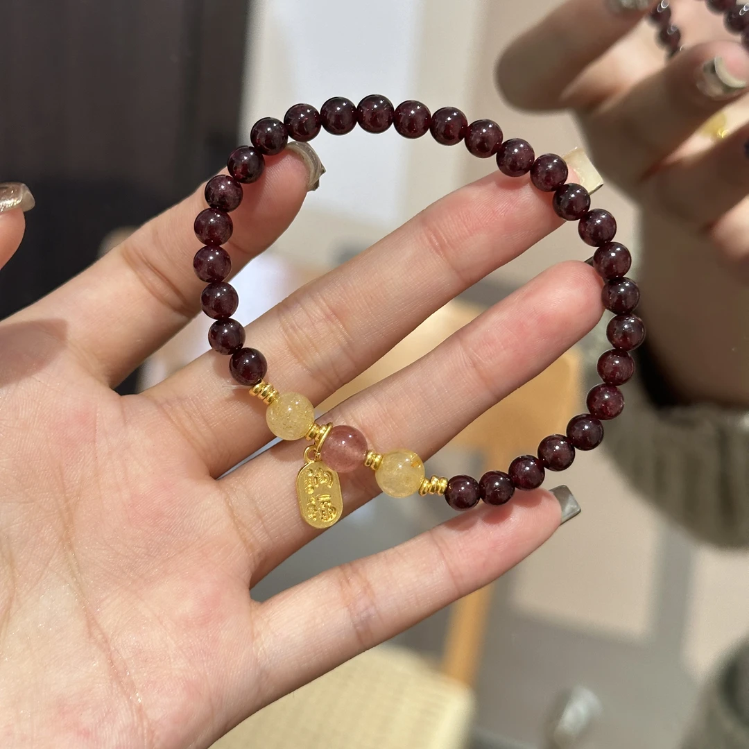 【必买石榴石】天然石榴石手串手链气质显白时尚小众原创设计