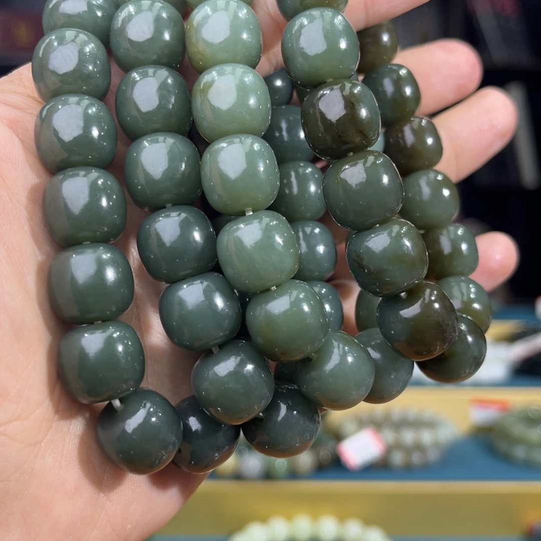 和田玉手串未镶嵌纯天然新疆且末蓝14多样性发其一