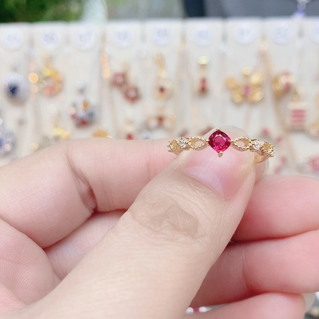 戒指尖晶石银S925镶嵌