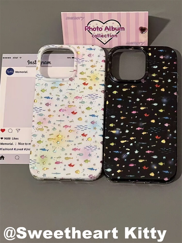 酷炫镭射彩色小鱼适用苹果iphone17promax手机壳1615日韩1413菲林