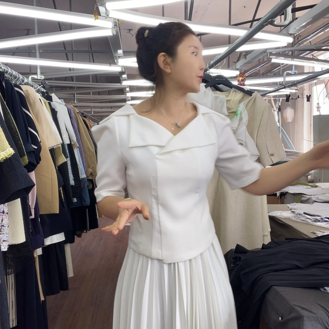 聚酯纤维白色百褶半裙66