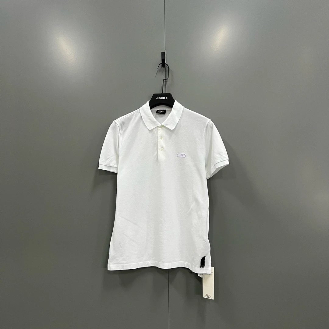 (ll) FENDI 芬迪 白色刺绣字母polo衫 M码/98新/无配件 bc005530