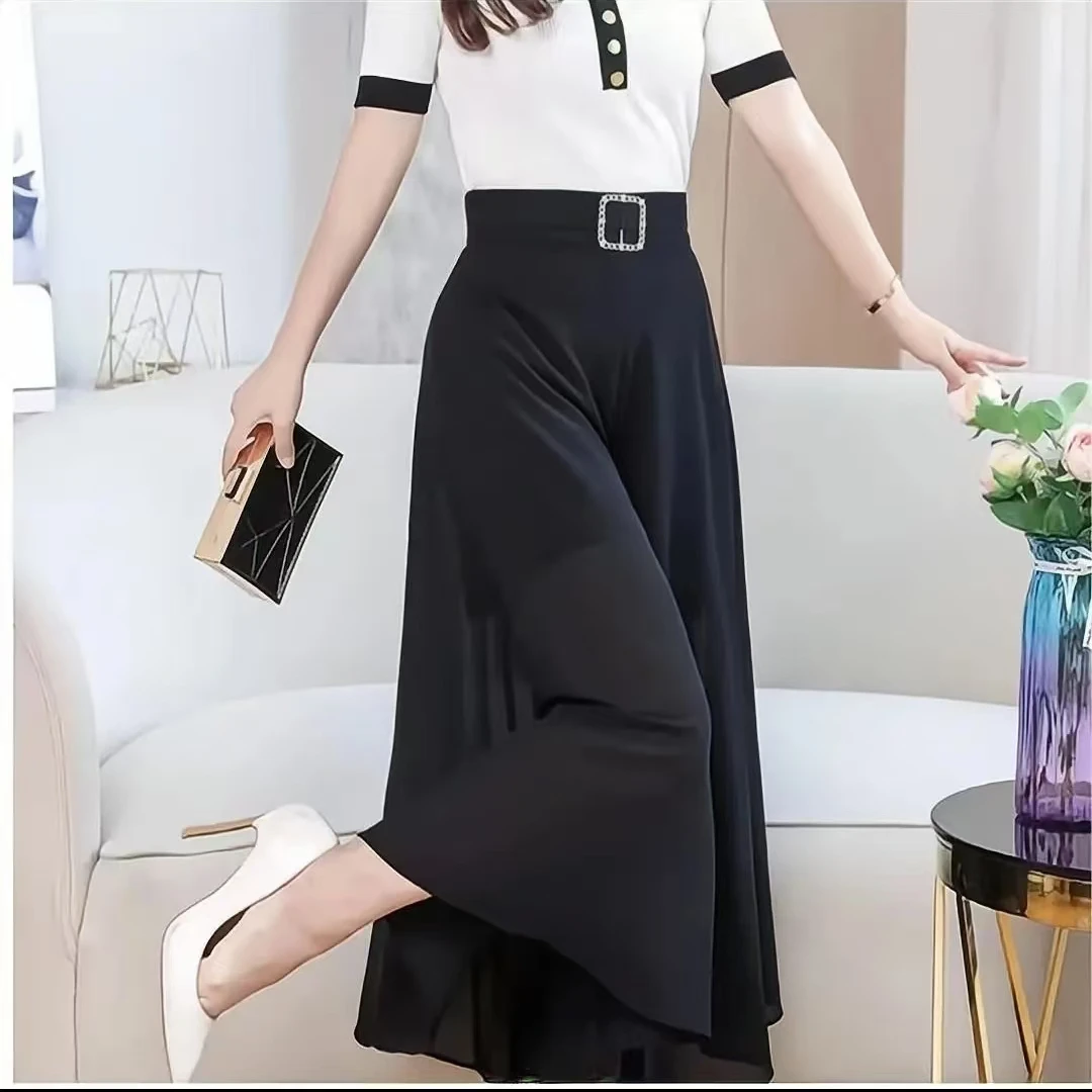 2025时尚百搭显瘦气质夏季薄款纯色过膝高腰垂感中长款网纱裤裙