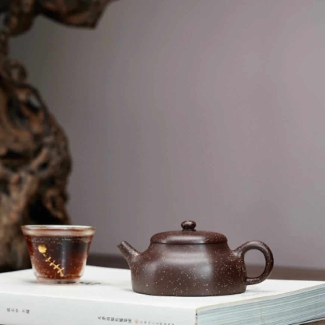 全手工【六方静乐】 原矿老紫泥（铺砂）·180cc·内推孔