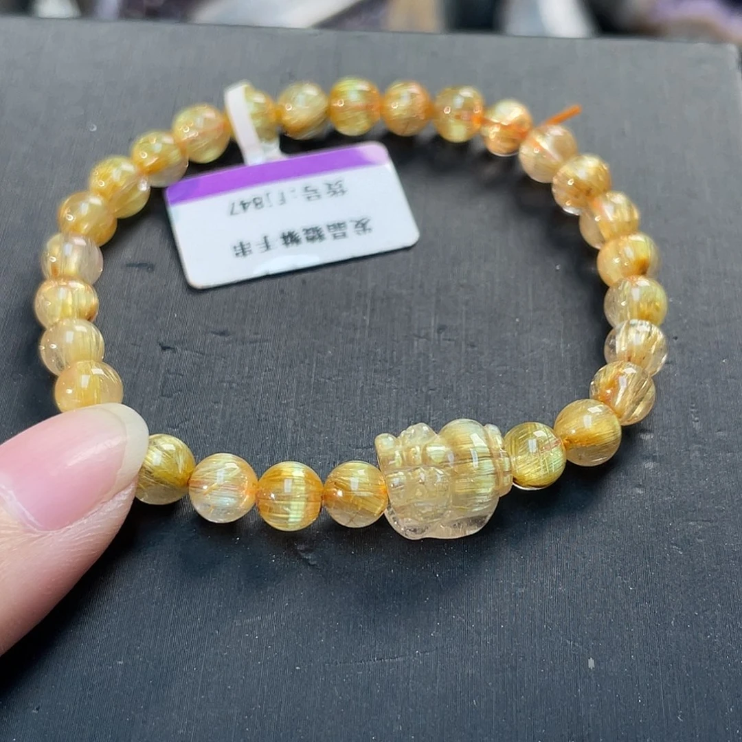手链未镶嵌水晶发晶貔貅手串fj847 95号