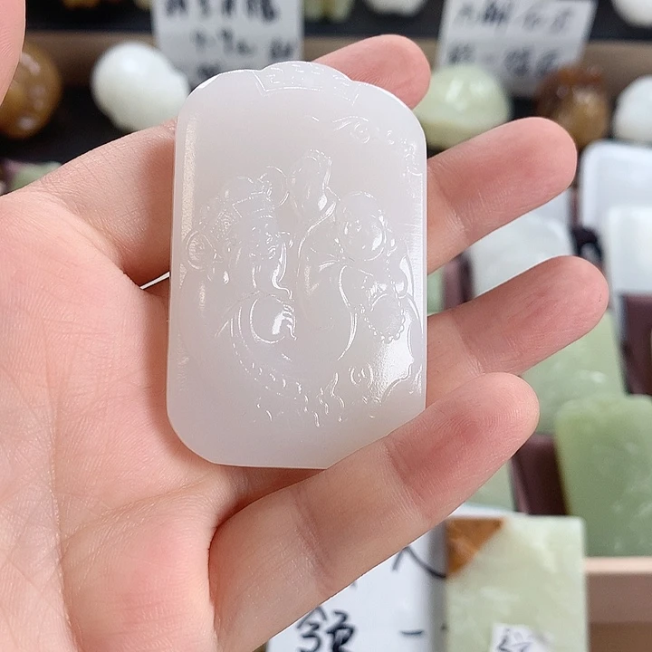 长石玉未镶嵌牌子方解石玉