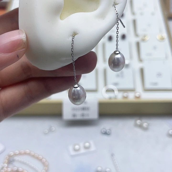 淡水珍珠耳饰银S925镶嵌?**?