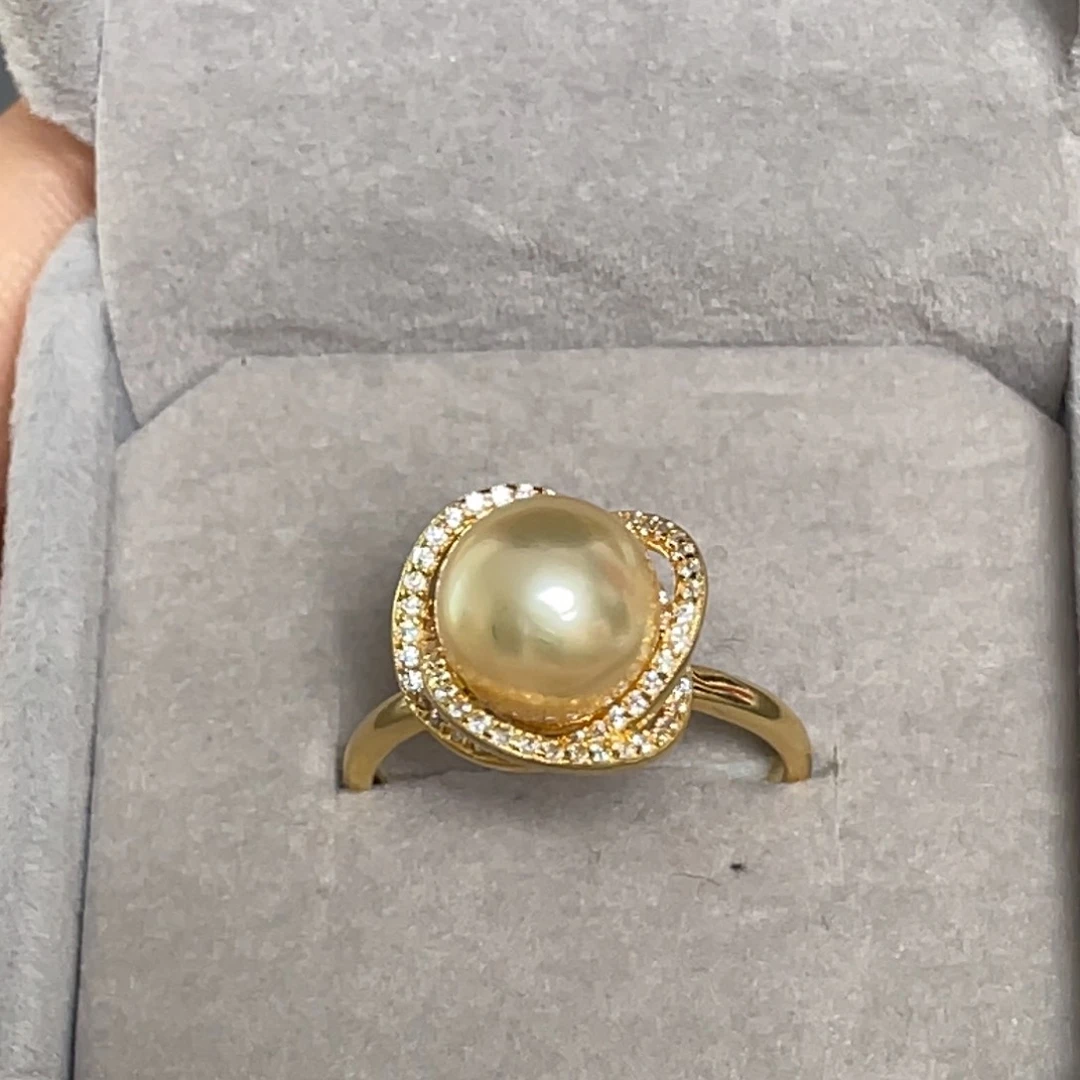 海水珍珠戒圈银S925镶嵌