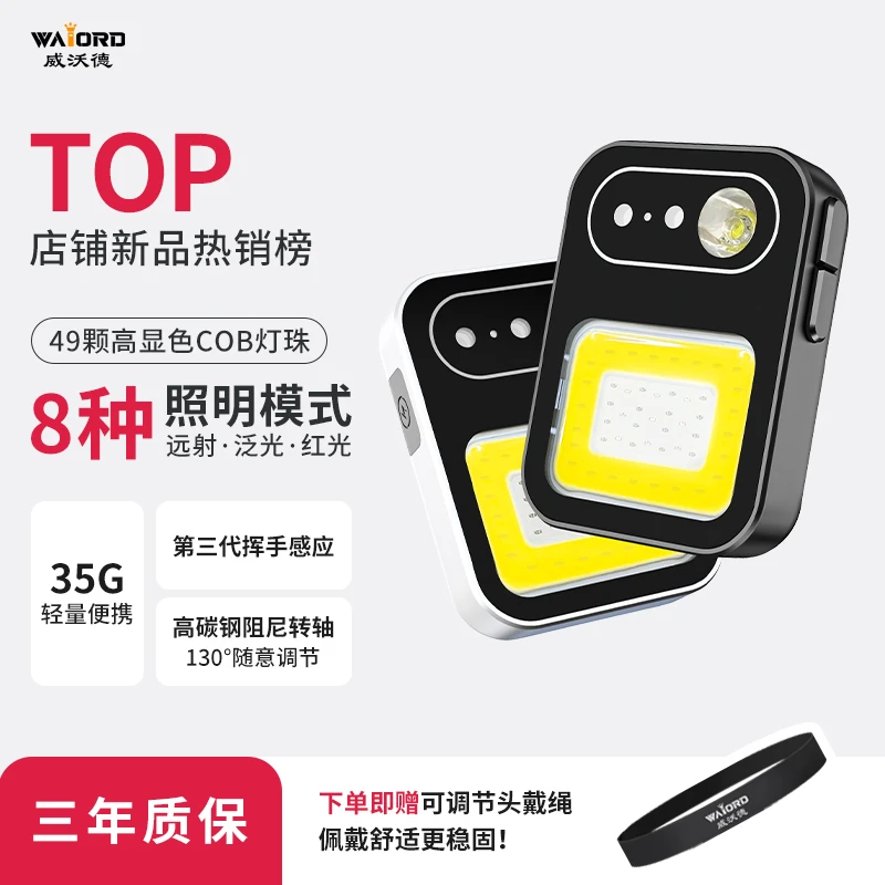 威沃德头灯钓鱼夜钓专用户外磁吸照明感应登山路亚便携手电筒