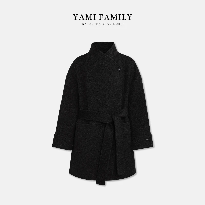 YM 589-2 时尚纯色中长款经典设计师翻领双面羊毛大衣【思雨专属】