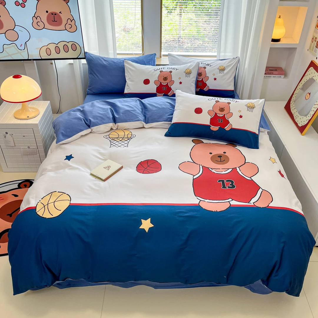 2025春夏新款卡通全棉纯棉专版花型大版卡皮巴拉四件套