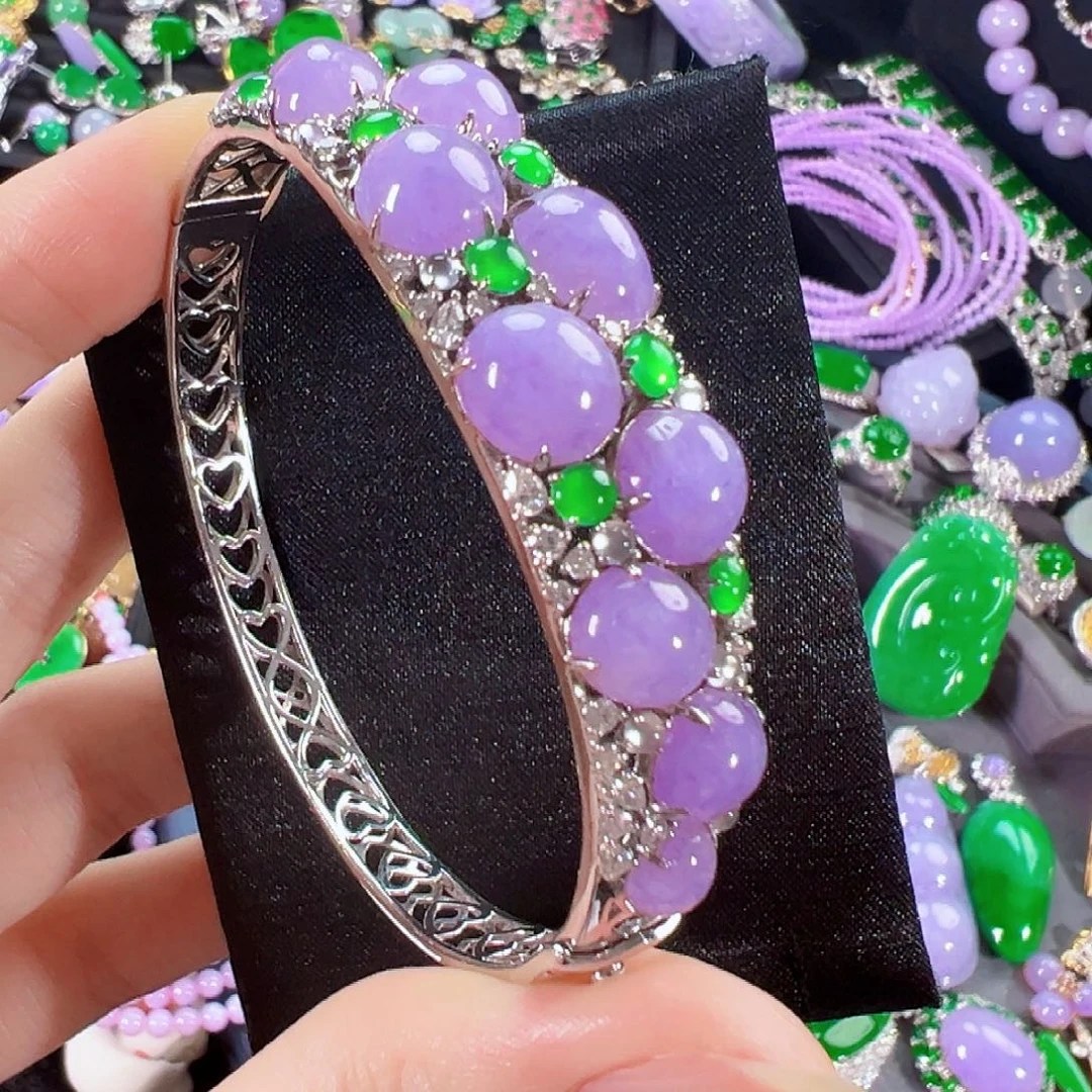 翡翠18K金镶嵌手镯签收后24小时鉴赏期