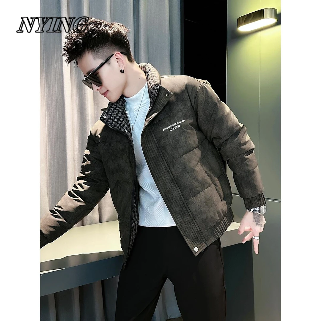 NYING棉衣棉服保暖修身几何加厚男士立领休闲时尚款棉服冬装连帽