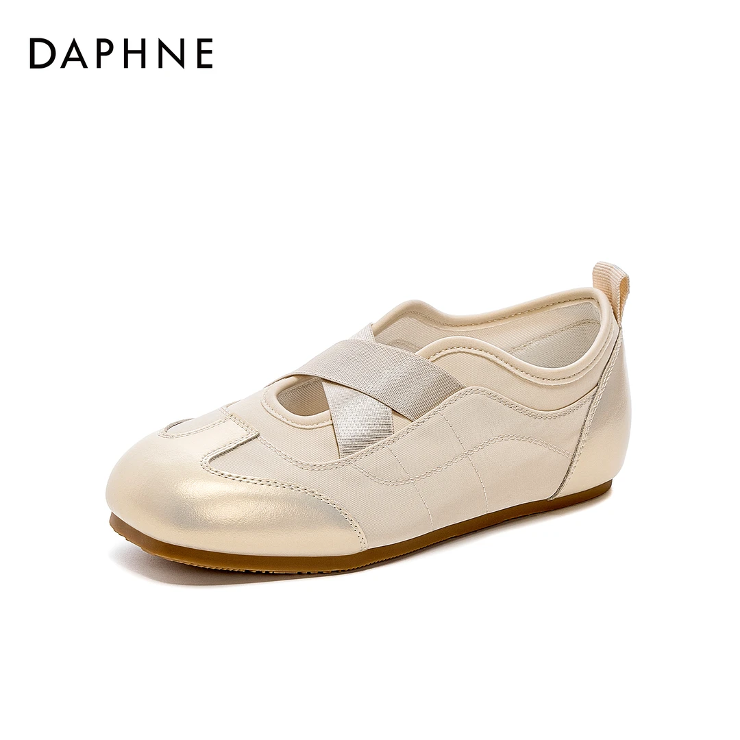 【宋茜代言】2025达芙妮圆头运动风复古时尚休闲鞋软底交叉绑带舒适