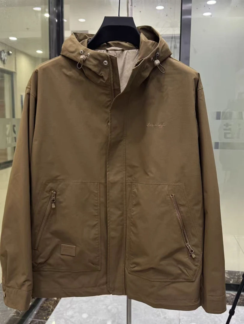 HL剪标秋季男士工装厚款防风连帽休闲夹克外套