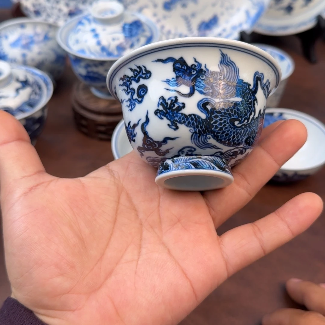 摆件陶压手龙纹手绘