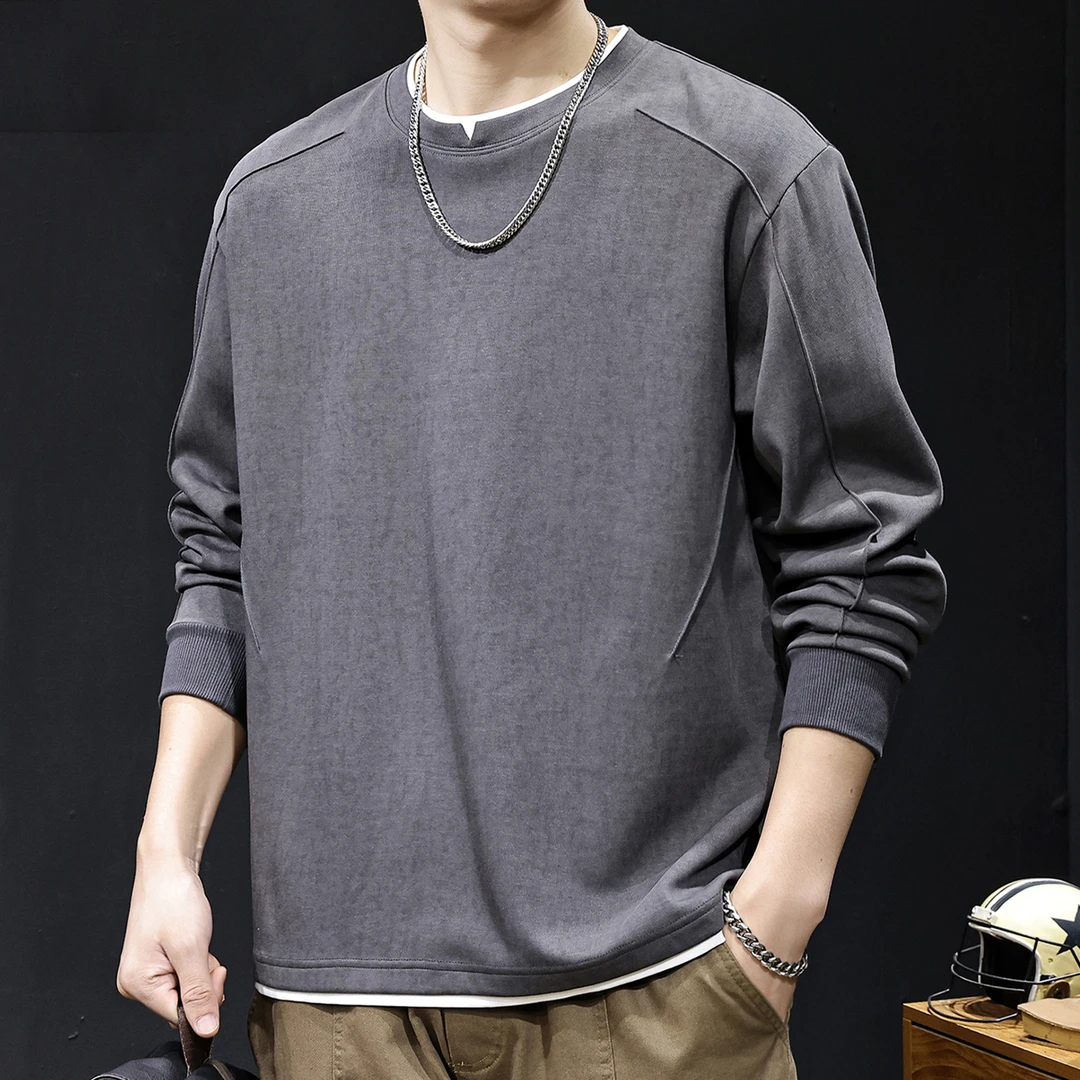 LEIGHZ/雷茨2025新款美式简约重磅长袖卫衣男春秋宽松休闲圆领