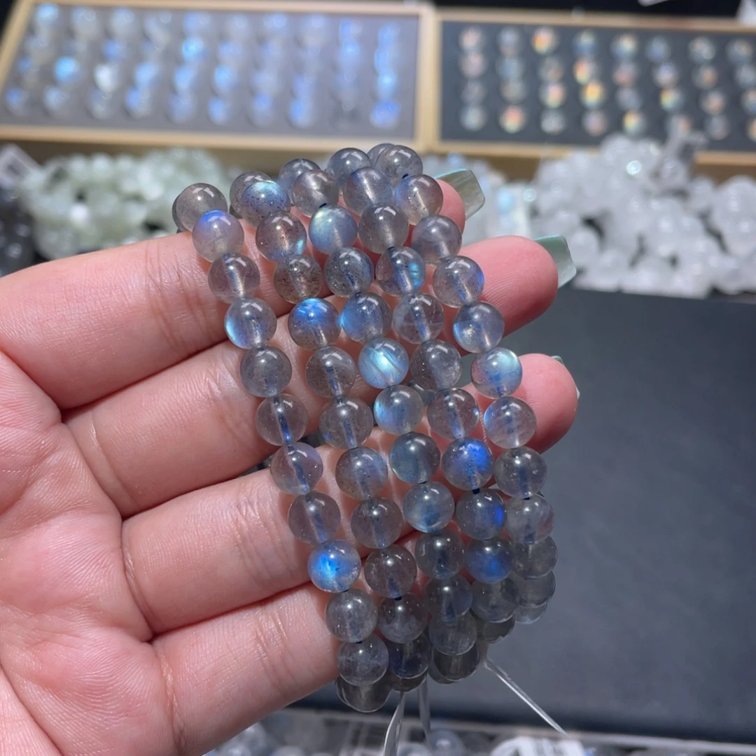 卺***乯未镶嵌手链长石灰月光手链7.2mm+5条