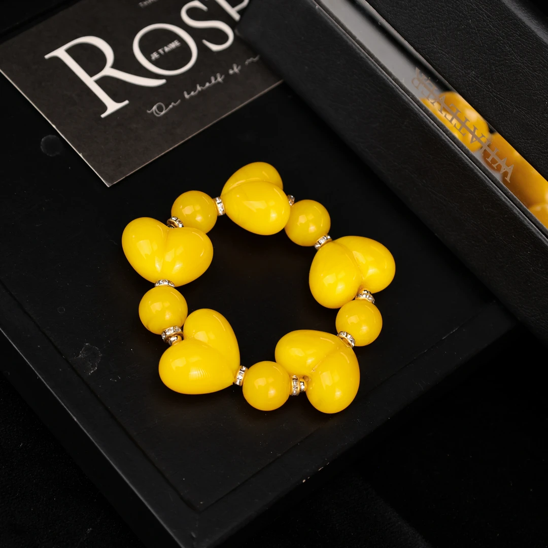 合金手链 LZ3959-1鸡黄色屁桃台湾老师琉璃手串