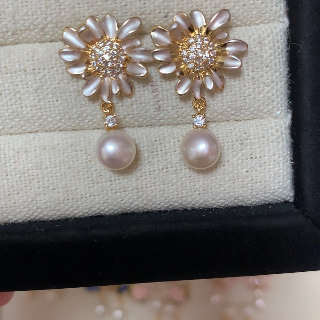 淡水珍珠耳饰合金