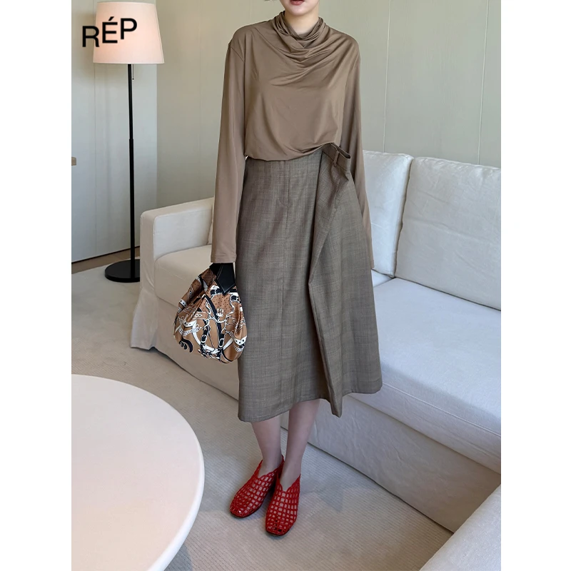 PUSHBUTTON设计师品牌米黄色半身裙25PS早春系列 TheREPUBLIQUE