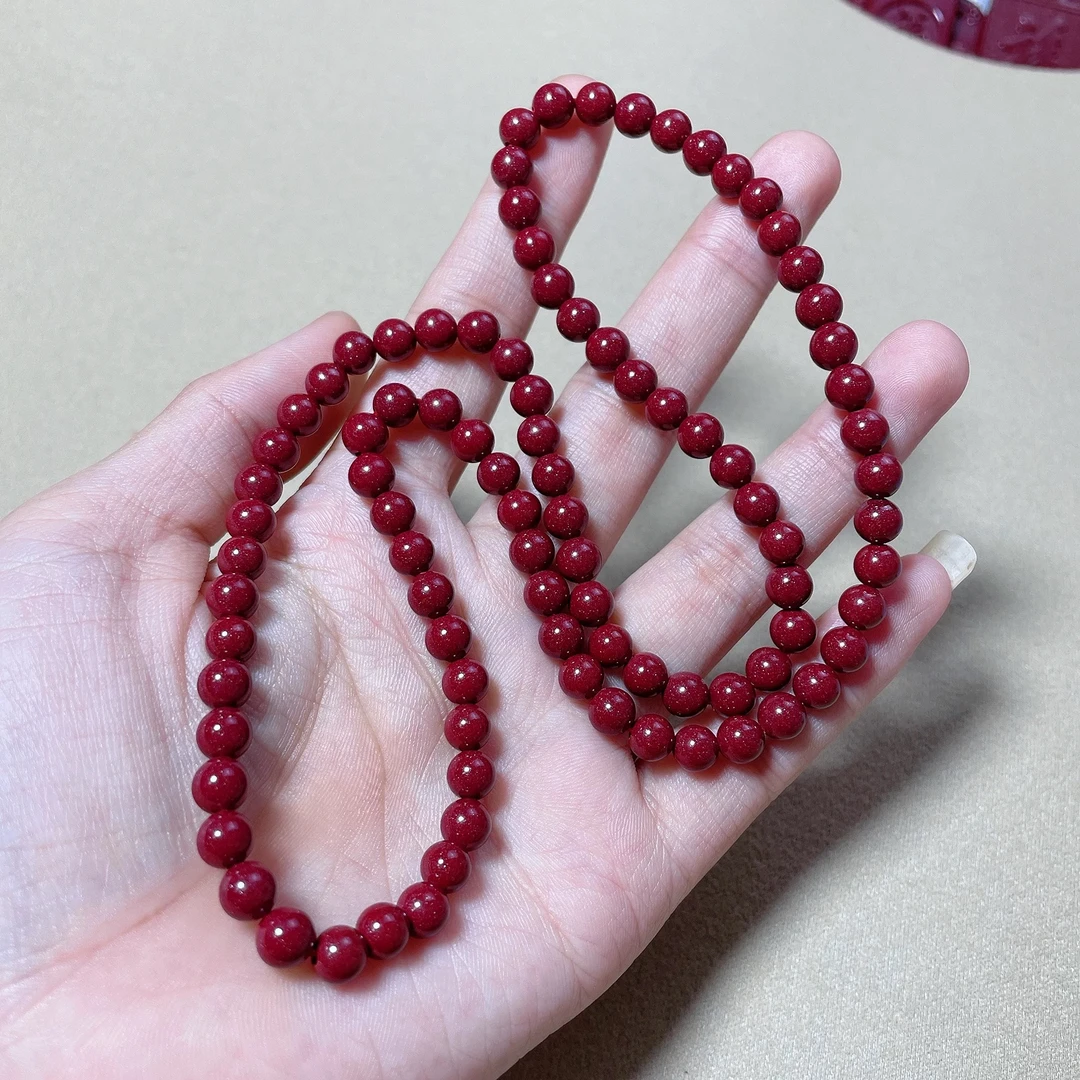 含辰砂工艺品晶体砂6mm三圈手链