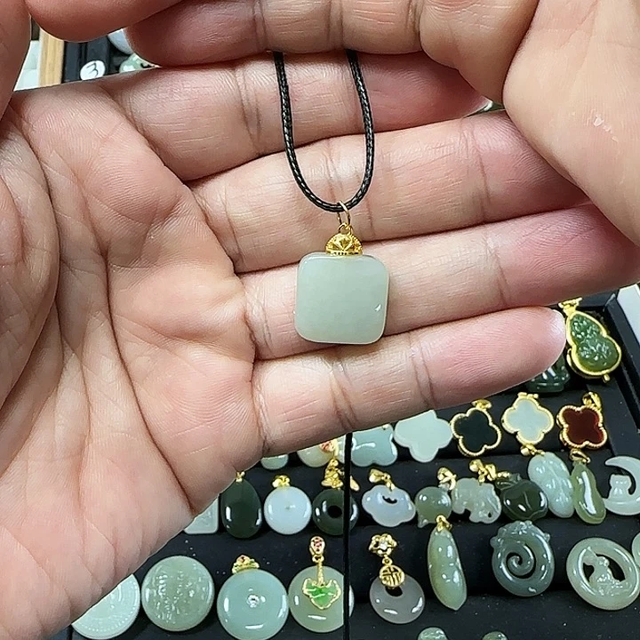 和田玉颈饰银S925镶嵌