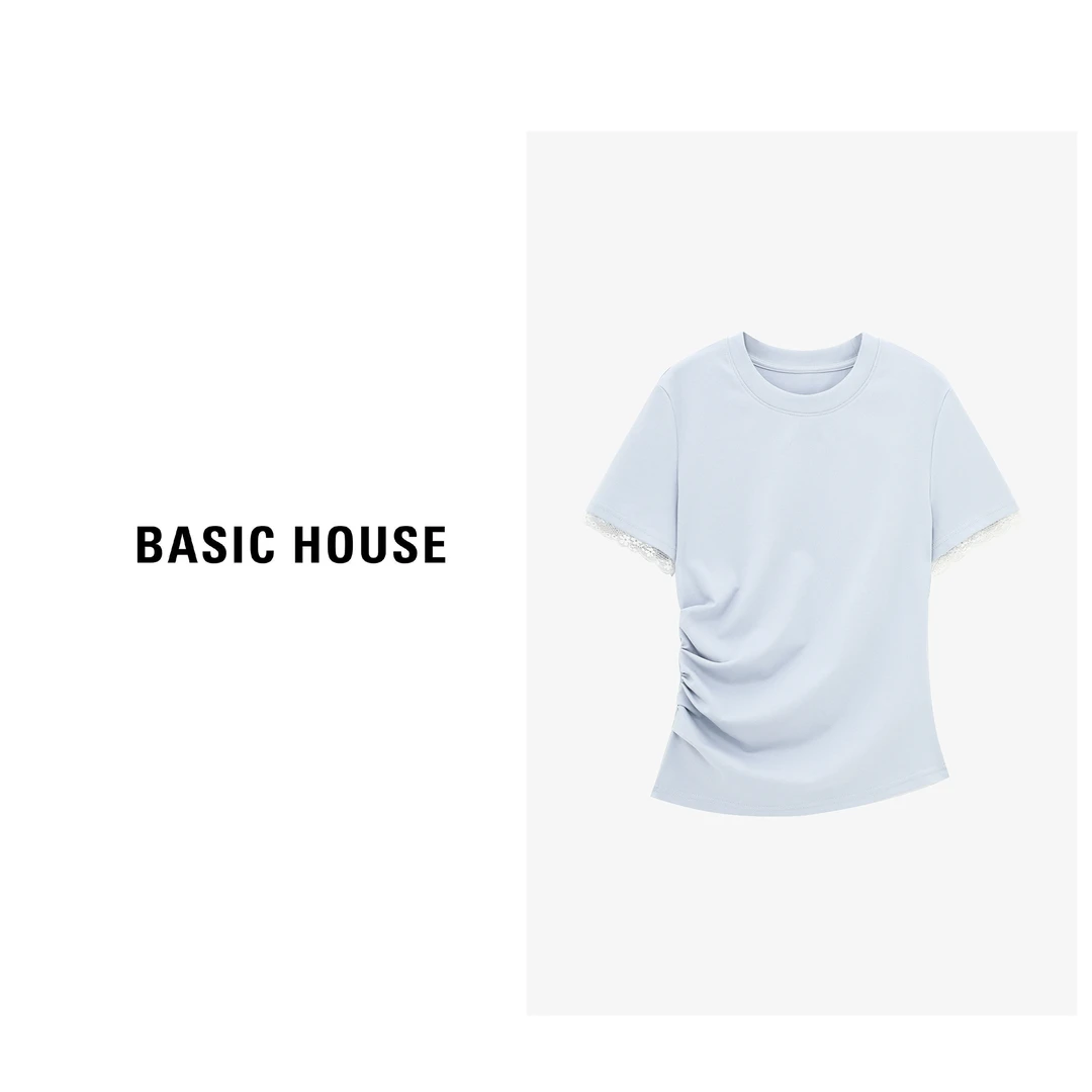 Basic House/百家好时尚休闲女士夏季简约纯色T恤-B0625H5P062