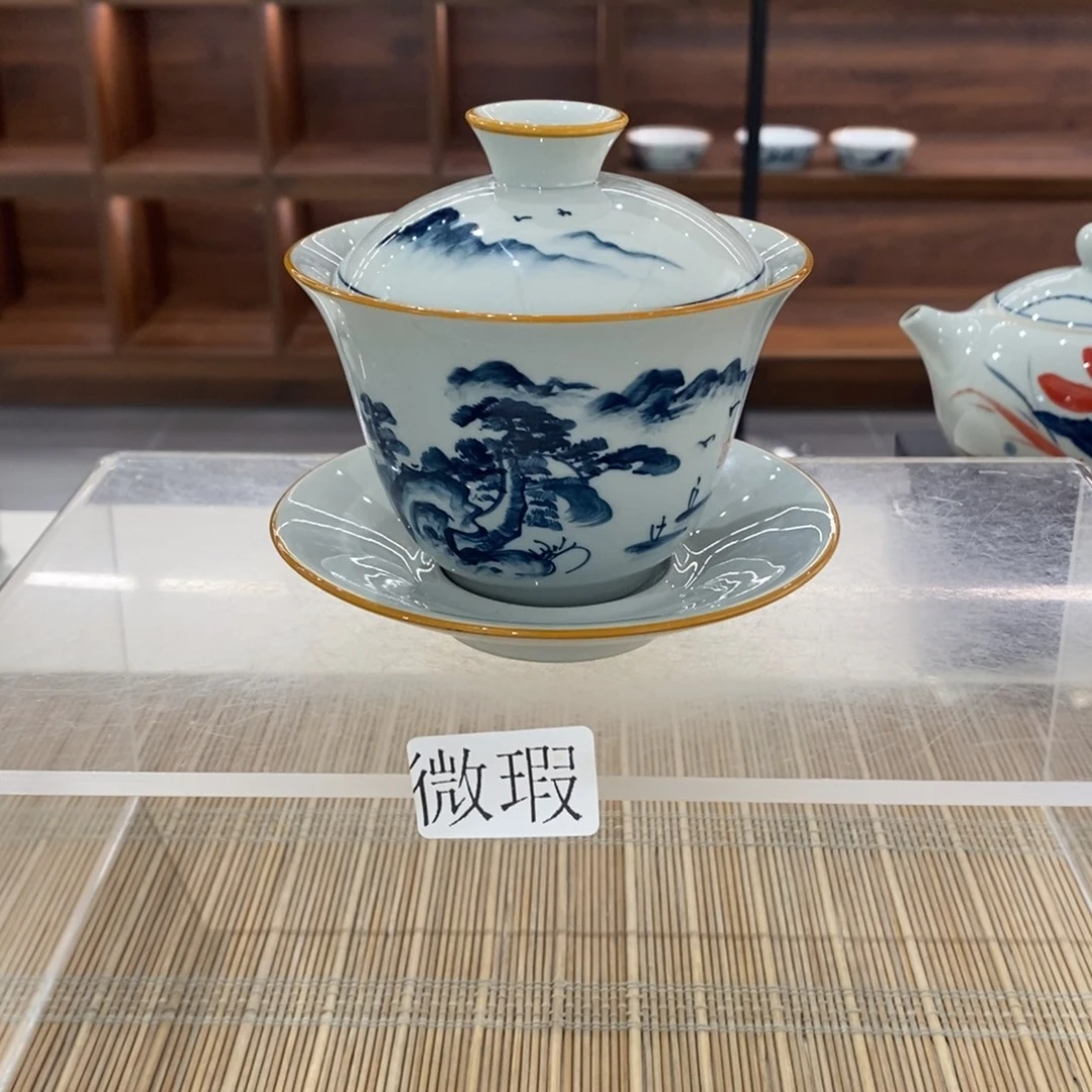 釉下彩老陶泥手工绘制