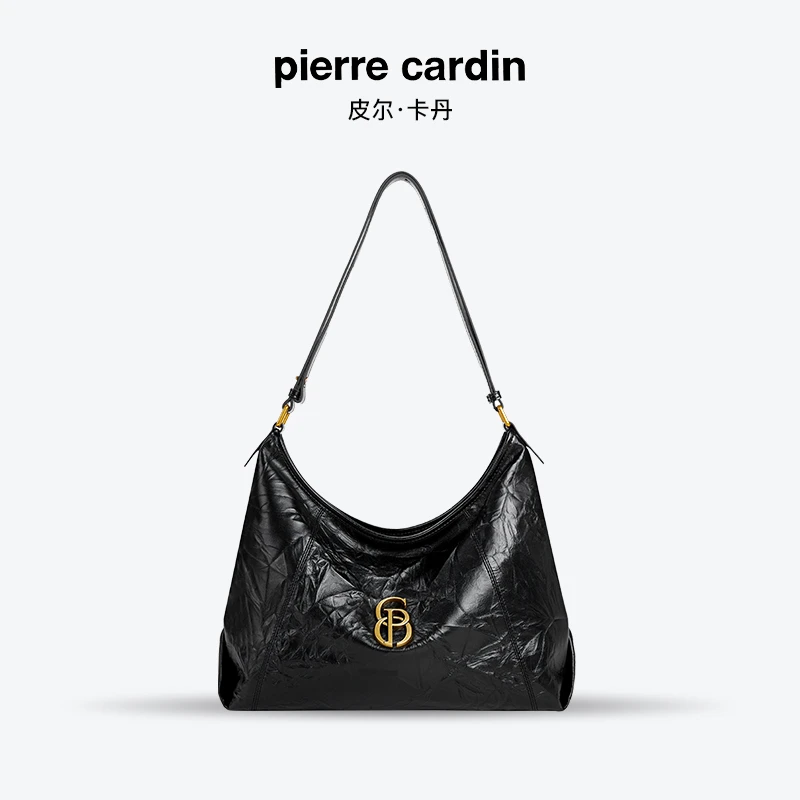 皮尔卡丹百搭时尚牛皮托特单肩秋冬女包包2025年火爆大容量便携包