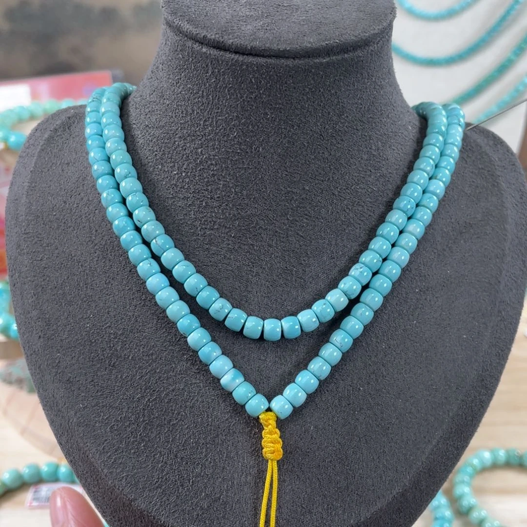 绿松石未镶嵌套链5mm精品云盖寺直切108