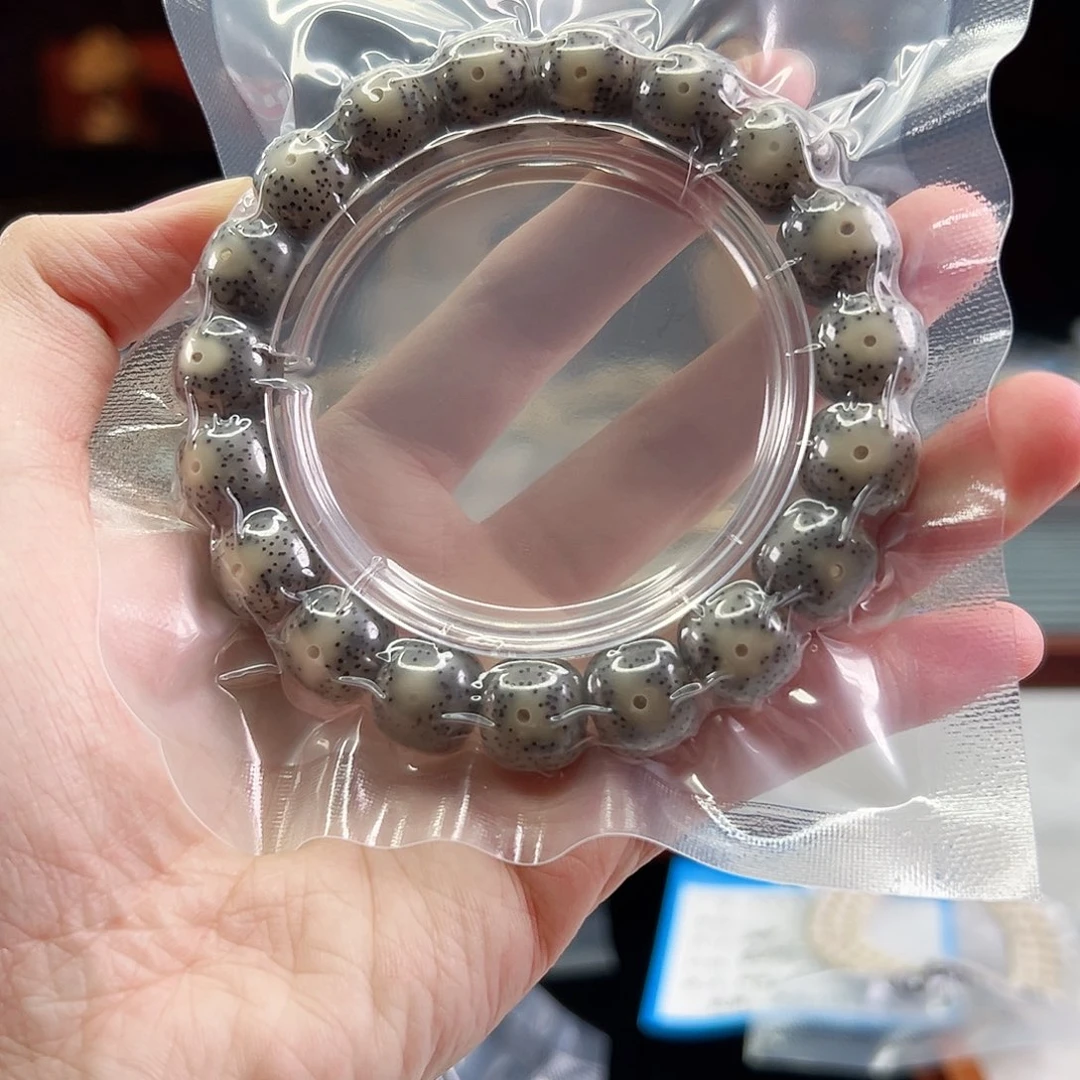 手串星月菩提Fqh13*12奶奶灰 大眼睛留白 颗粒星