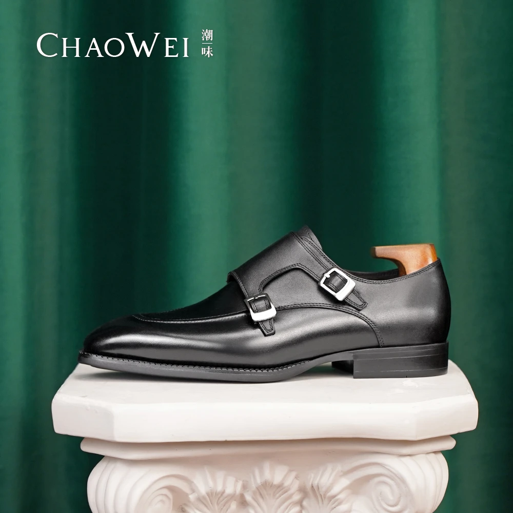 【潮味】男士商务正装夏季休闲时尚皮鞋金属双搭扣孟克鞋24B-K75