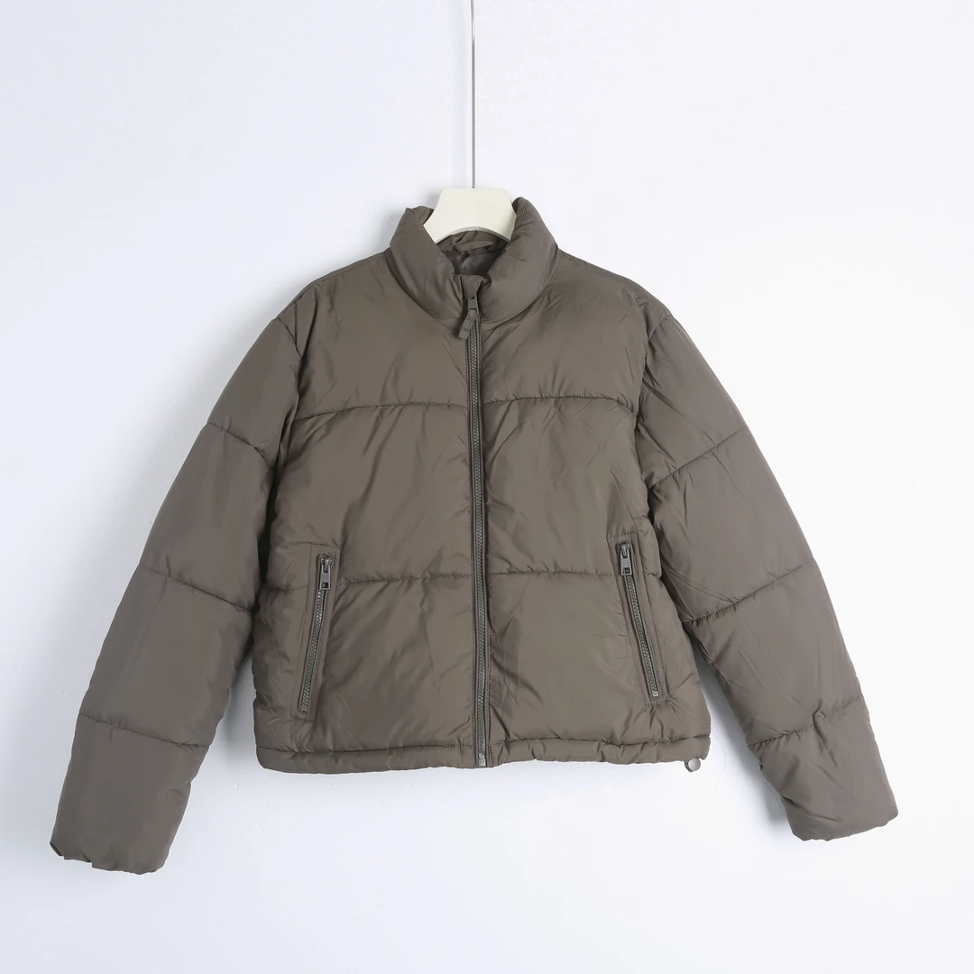 T-Y0042小个子短款时尚立领加厚面包服外套2025新款棉服纯色欧美