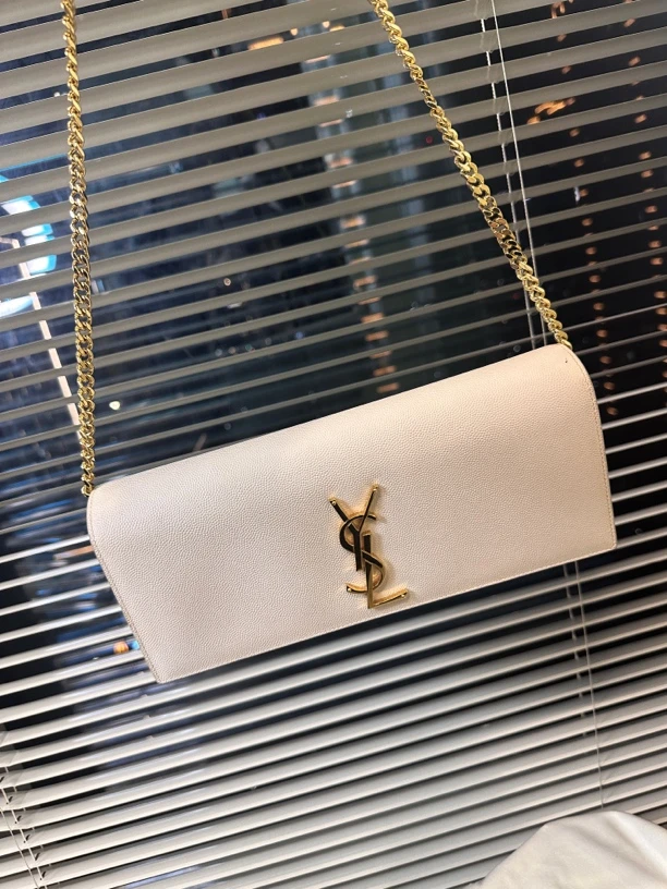 95新 YSL/圣罗兰 白金鱼子酱手拿包简约设计时尚百搭手提包