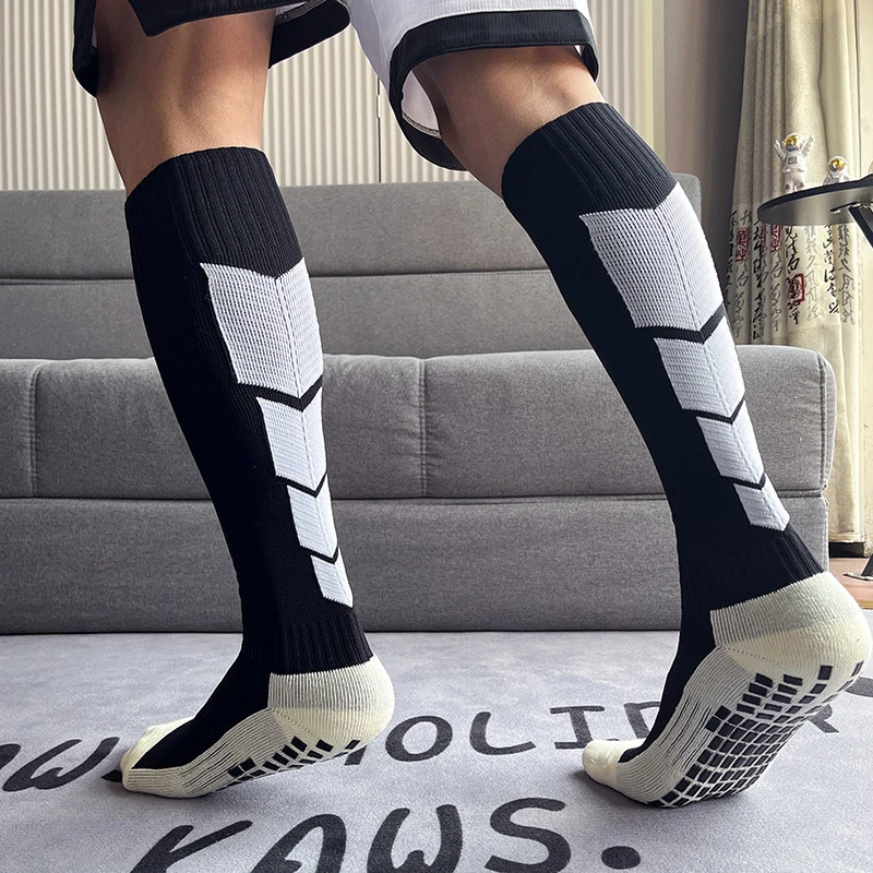高筒男长筒加厚毛巾底防滑点胶运动袜中长筒篮球袜足球袜 压力袜